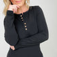 "Addy" Lace Trim Long Sleeve Button Up Henley Top