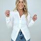 Zenana 'Ruched Romance" Long Sleeve Button Down Top with Ruched Bodice