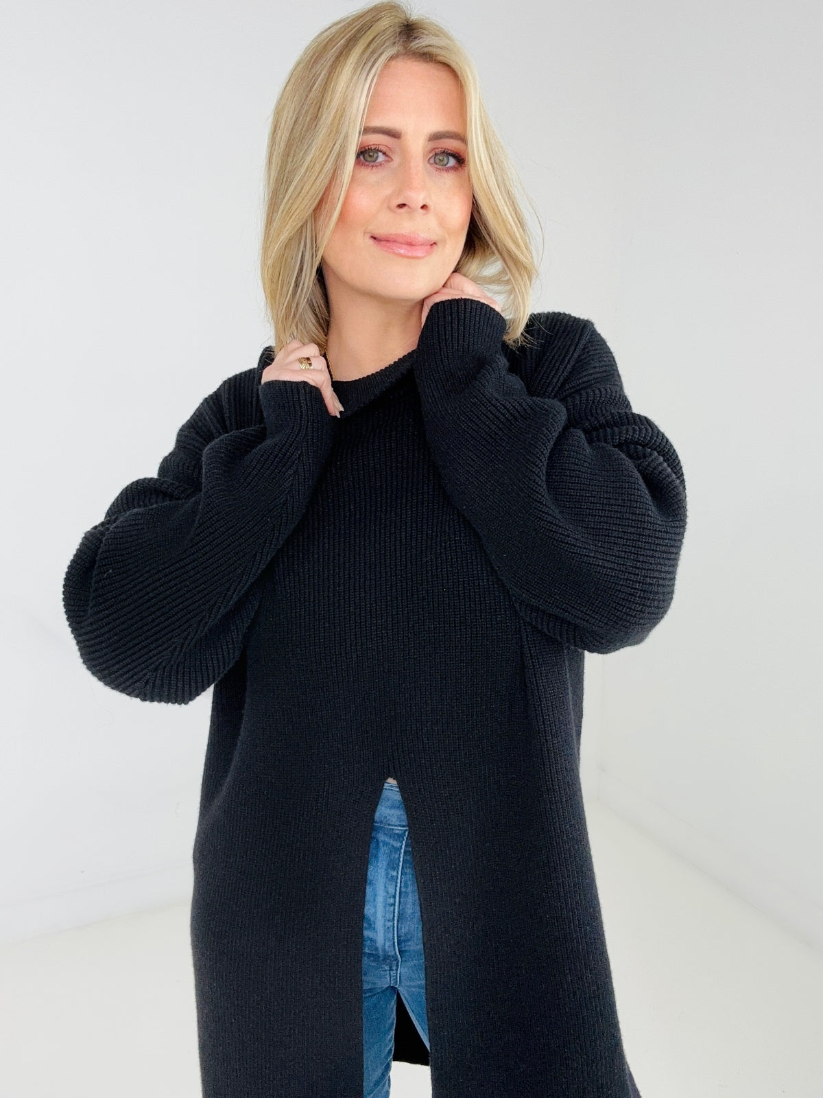Nora Mockneck Front Slit Sweater