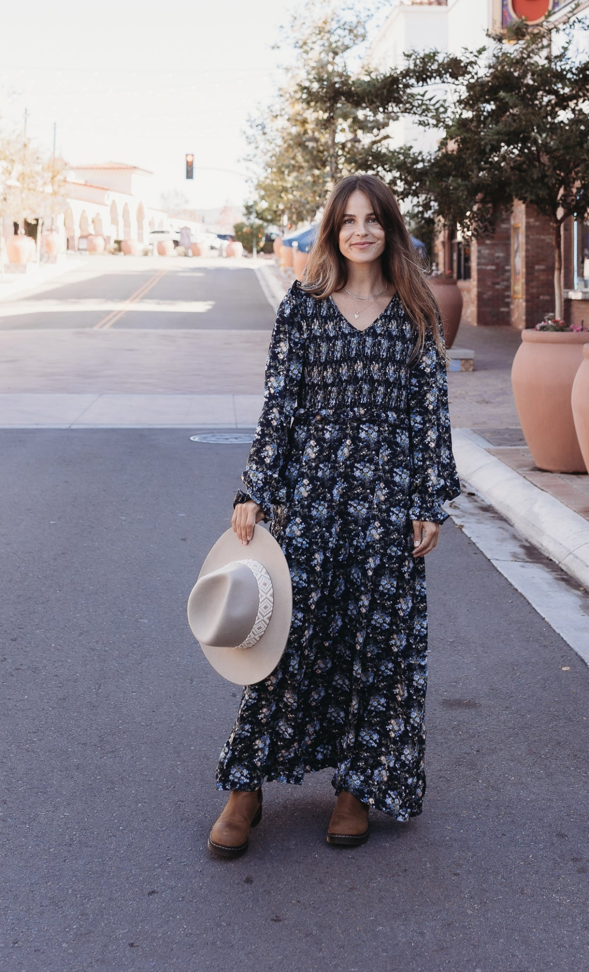 Heyson V-Neck Floral Smocked Bust Maxi Dress