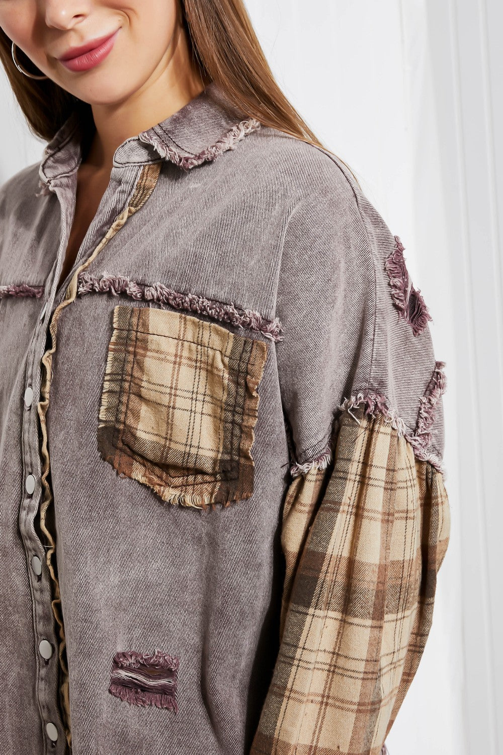 SIZE SMALL In The Twilight Plaid Shacket