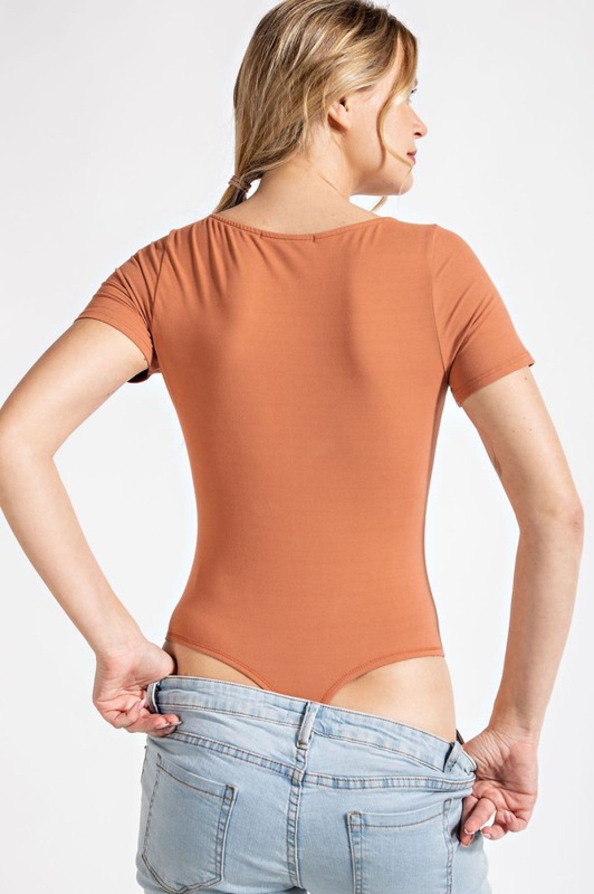 Rae Mode Solid Butter Boat Neckline Bodysuit
