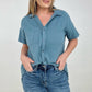 Cotton Raw Edge Short Sleeve Top