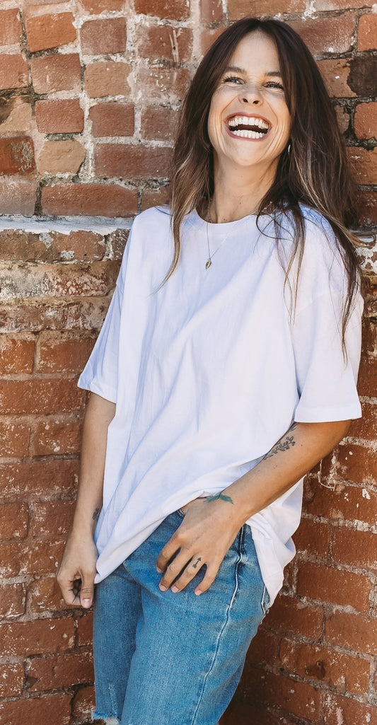 Rae Mode Washed Cotton Round Neckline Short Sleeves Top