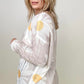Daisy Print Crew Neck Loose Knit Top