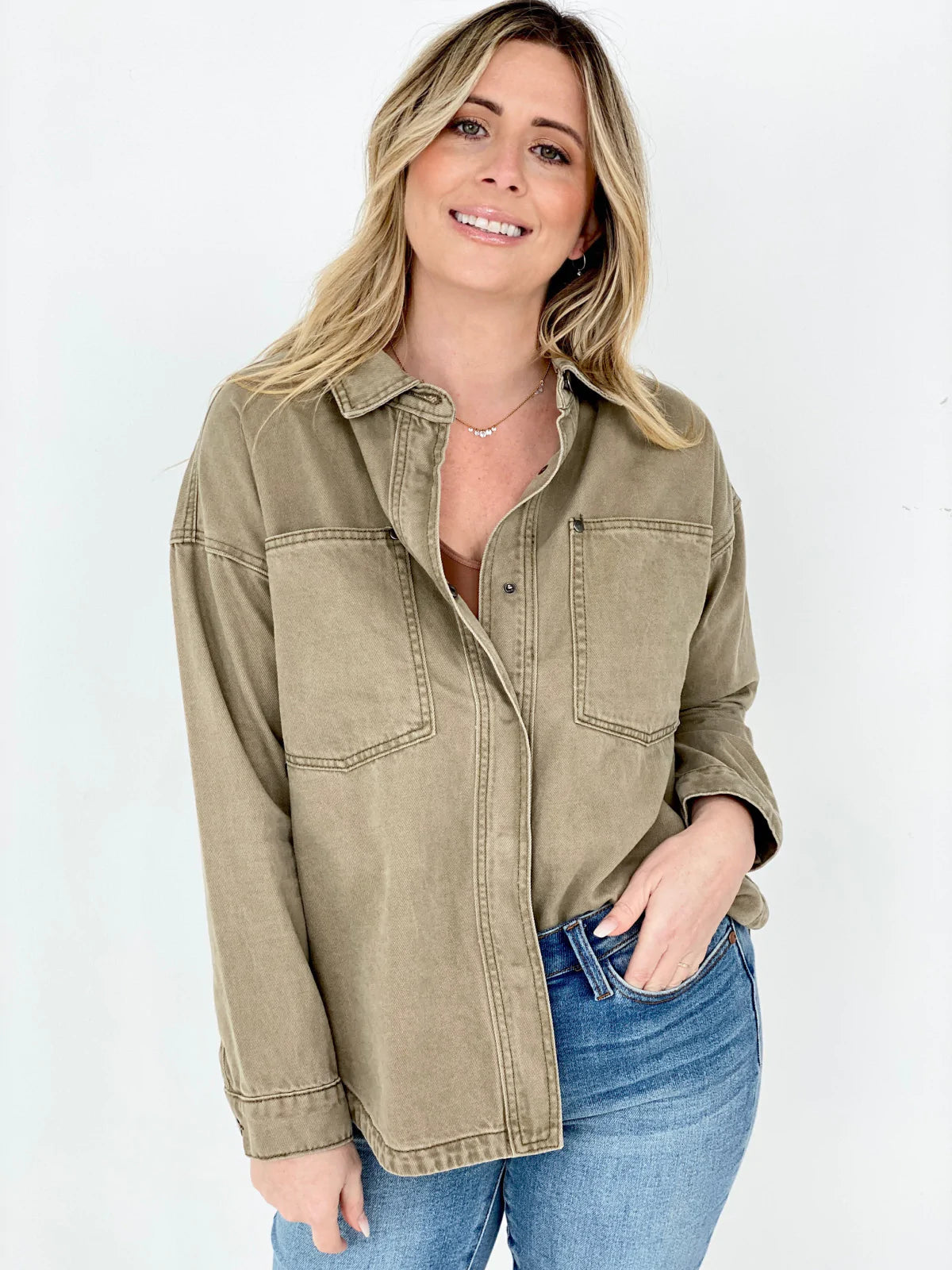 Solid Cotton Twill Shacket