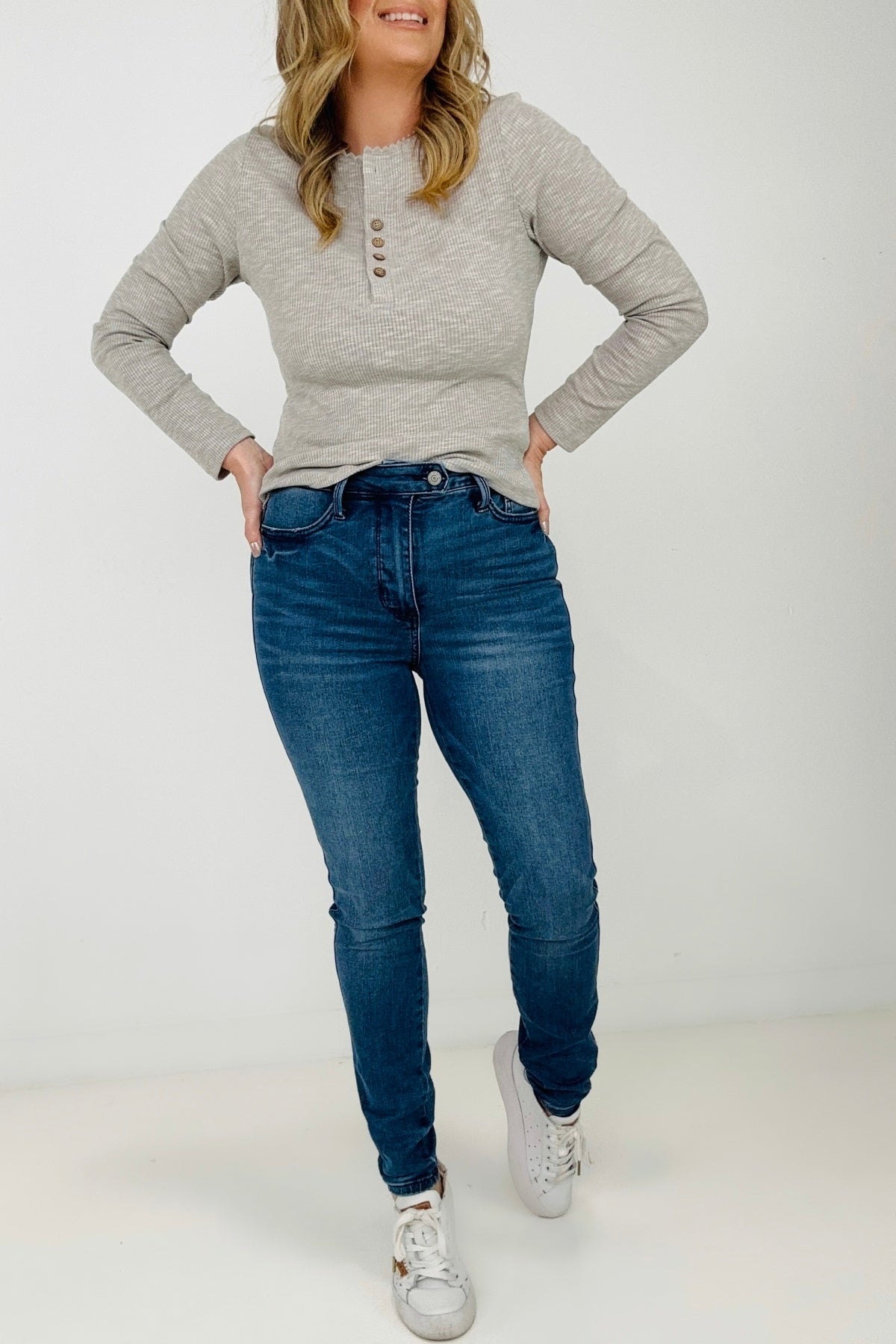 "Cora" Judy Blue High Waist Control Top Cool Denim Skinny Jeans