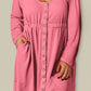 Plus Size Button Front Long Sleeve Dress - (Gray, Pink, Black and Green)