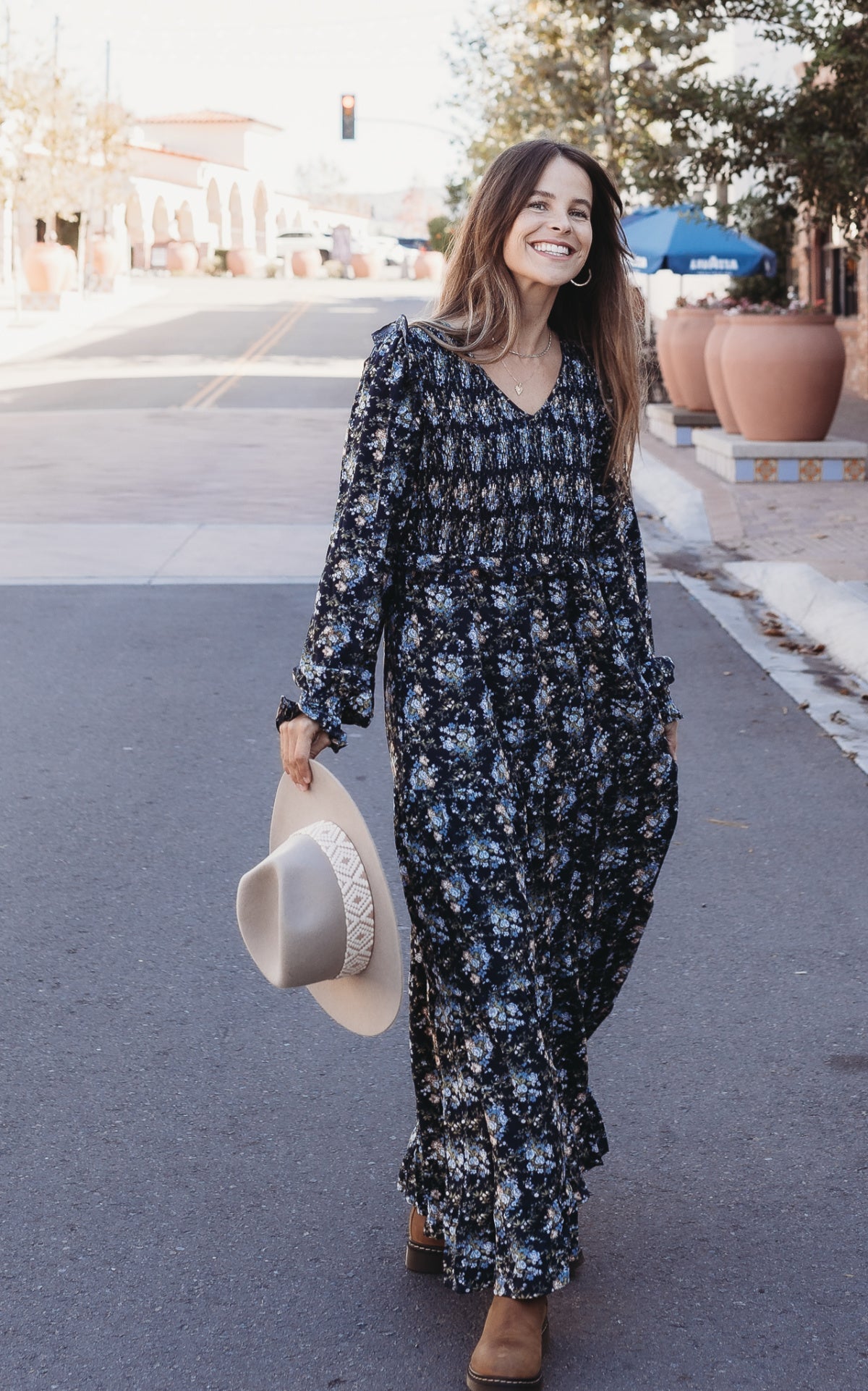 Heyson V-Neck Floral Smocked Bust Maxi Dress