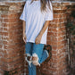 Rae Mode Washed Cotton Round Neckline Short Sleeves Top
