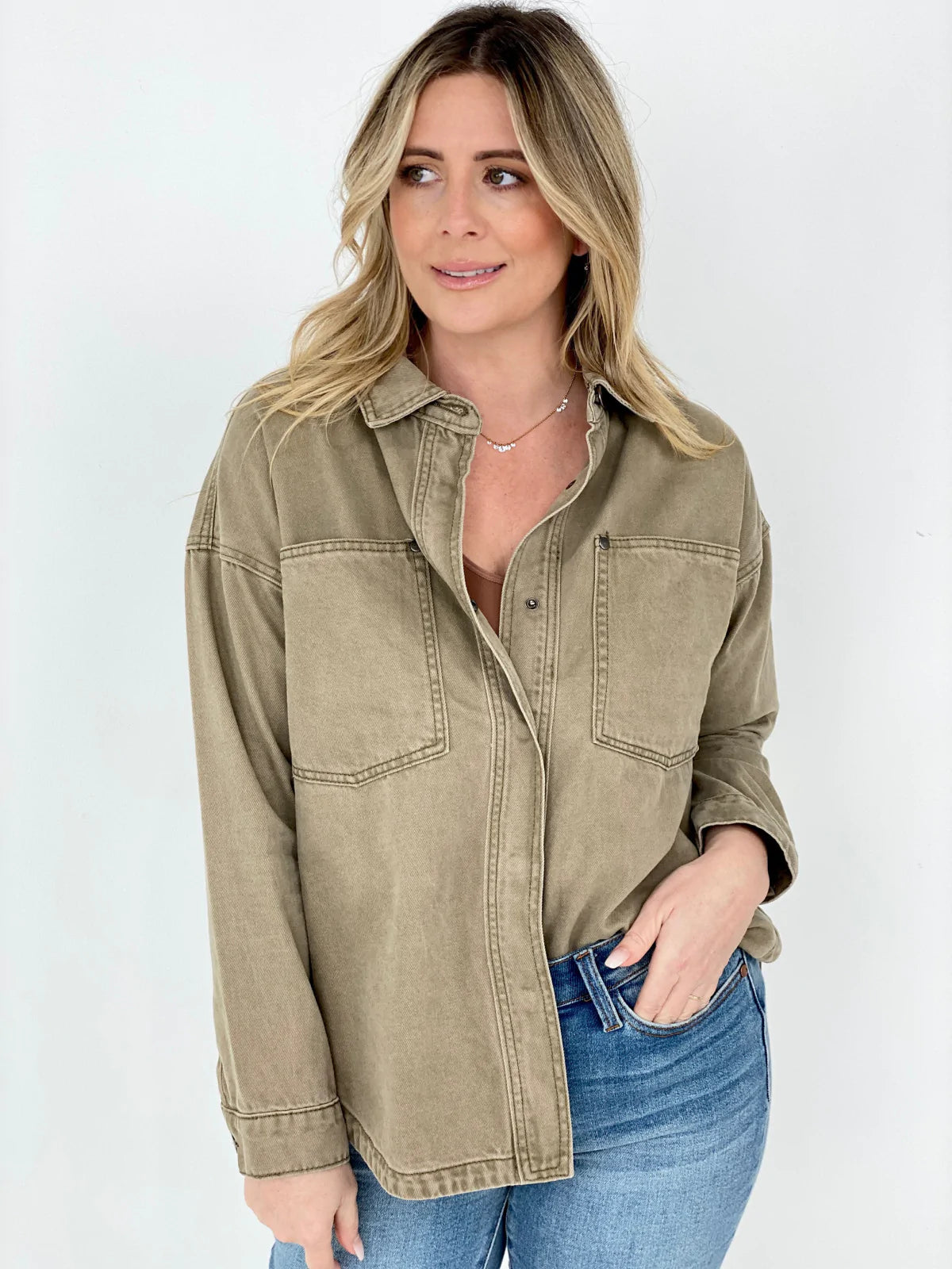 Solid Cotton Twill Shacket