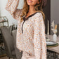 BiBi Floral Fiona Button Detail Long Sleeve Top