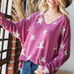 Hopely All Stars V-Neck Knit Oversized Top