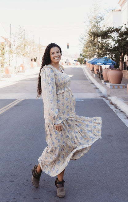 Heyson V-Neck Floral Smocked Bust Maxi Dress