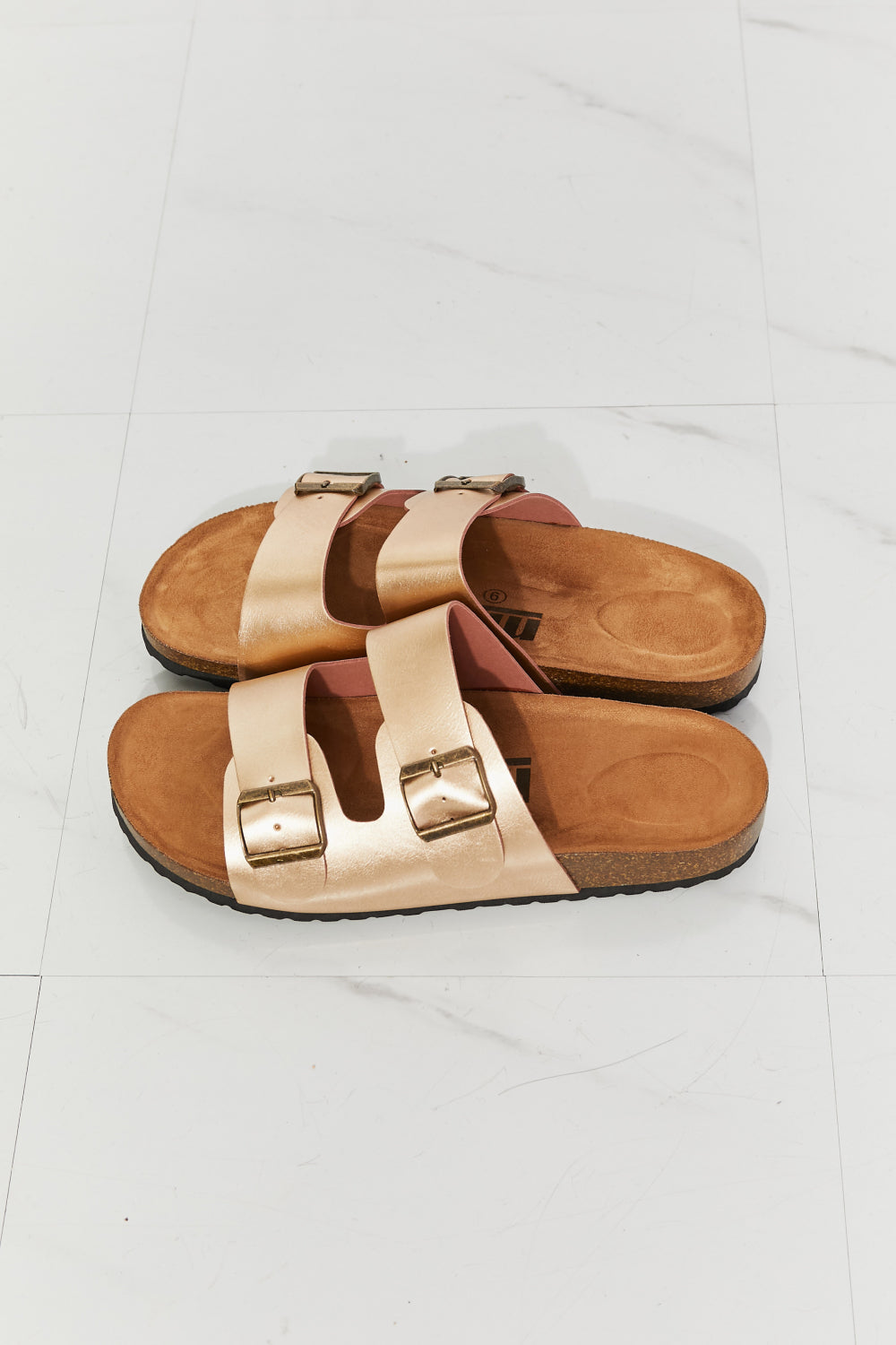 Double Buckle Sandal in Gold