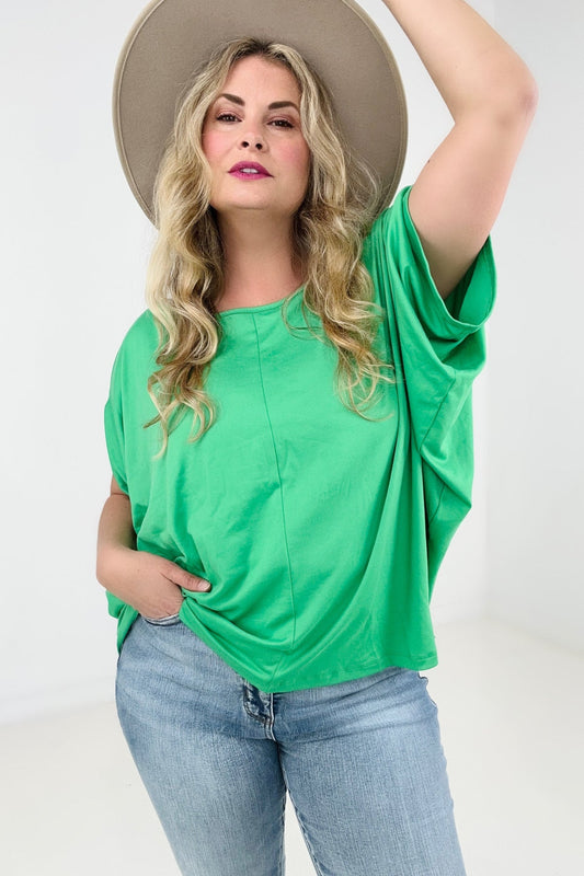 Short Sleeve Drop Shoulder Knit Top