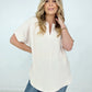 Woven Airflow Split Neck Short Sleeve Top