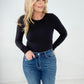 Rae Mode Solid Butter Round Neck Long Sleeve Bodysuit