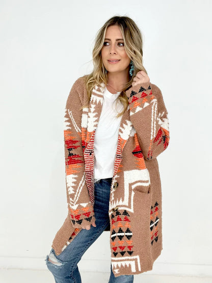 Knitted Jacquard Cardigan with Pockets