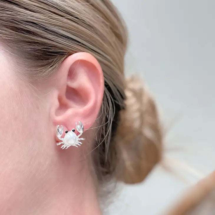 PREORDER: Pearl Crab Stud Earrings in Two Colors