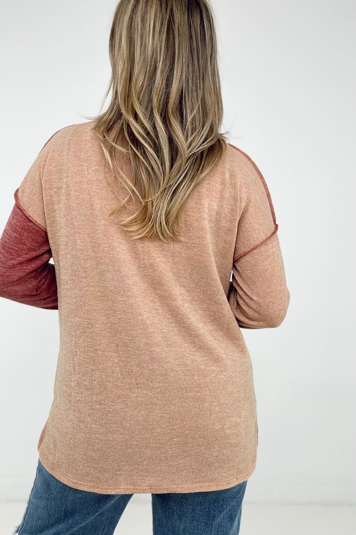 Color Block Faux Button Sweater
