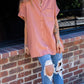 Rae Mode Solid Linen Oversize Fit Buttoned Top