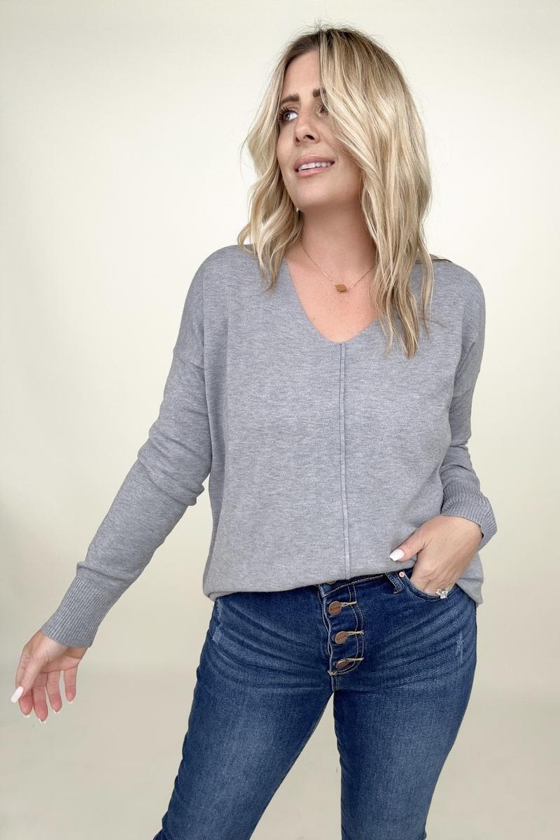 Front Seam Light Knit Sweater