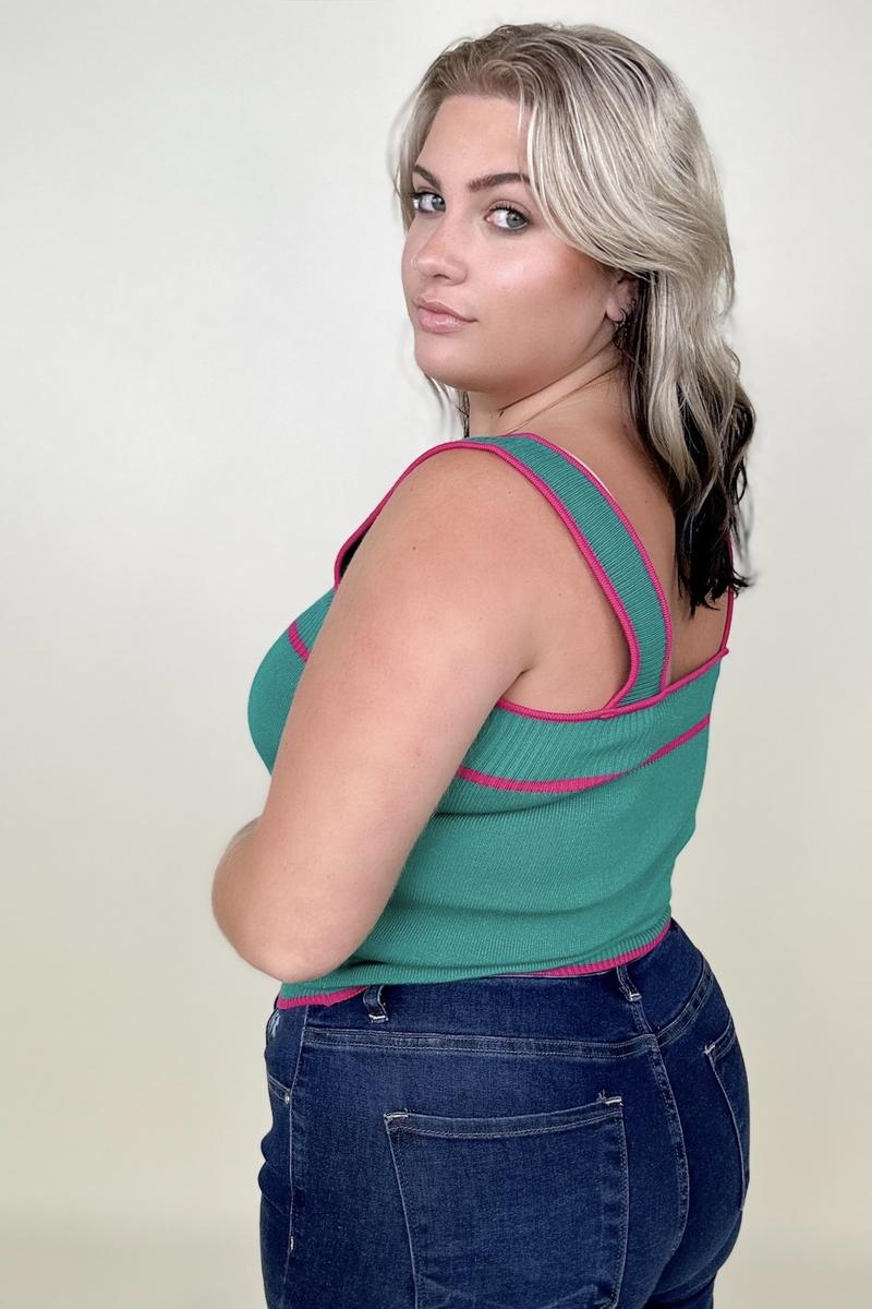 Contrast Color Rib Knit Tank Top