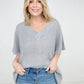 Oversized V-Neck Sheer Knit Top