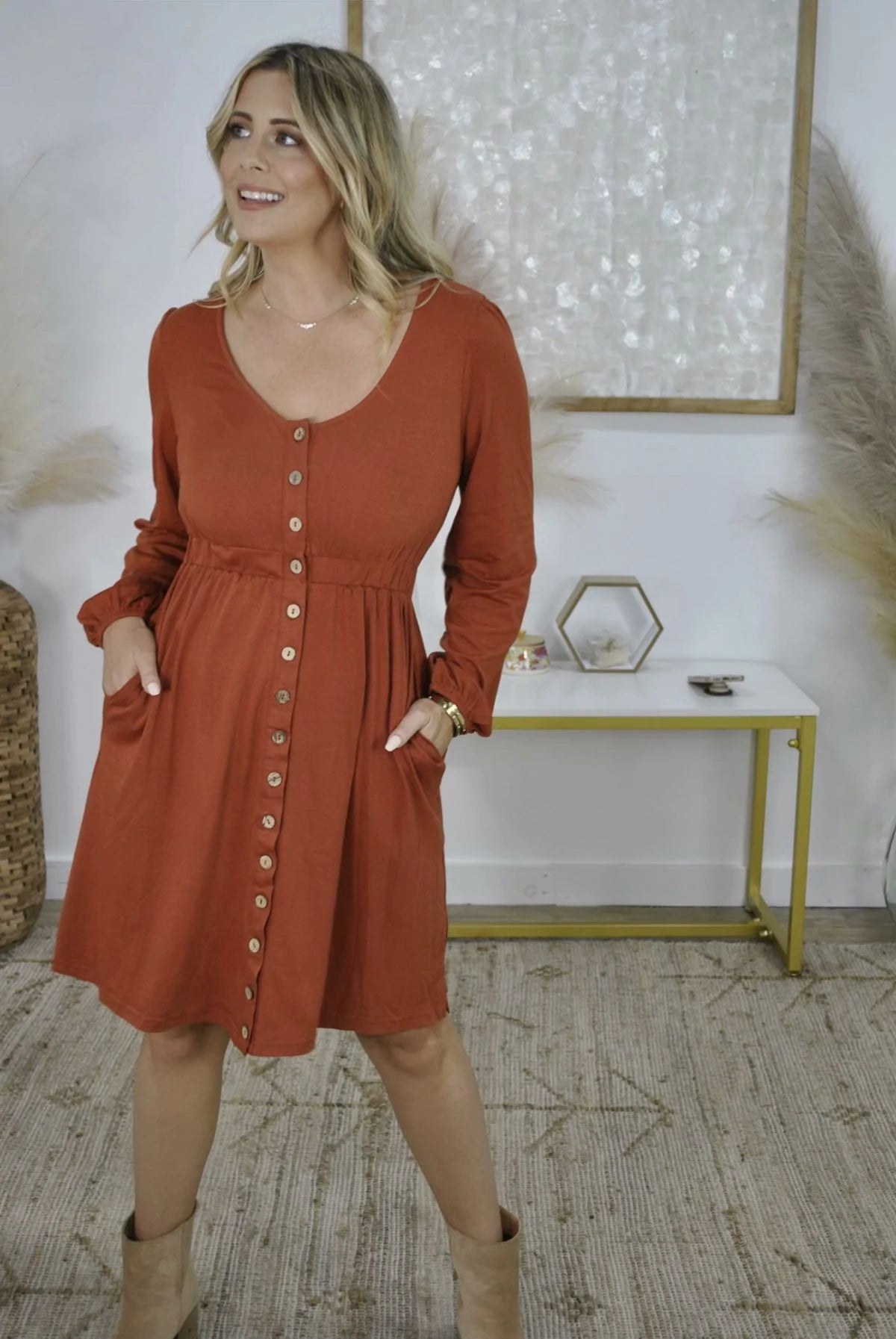 New Colors! Button Up Long Sleeve Dress (Only Ships to US)