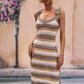 Striped Tie Shoulder Split Cover Up Dress
