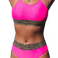Fucsia Leopard Mesh Trim 2 Piece Bikini