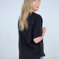 Zenana Heavy Woven Span Split Neck Short Sleeve Top