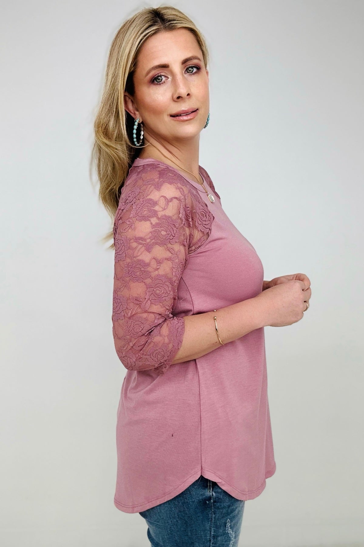 On The Go Lace Half Sleeve Top