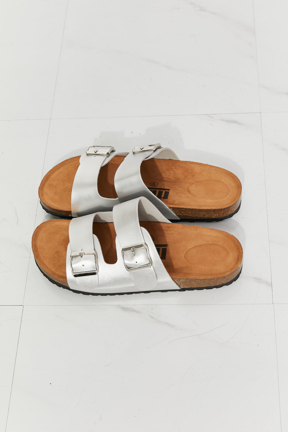 Double Buckle Sandal in Silver