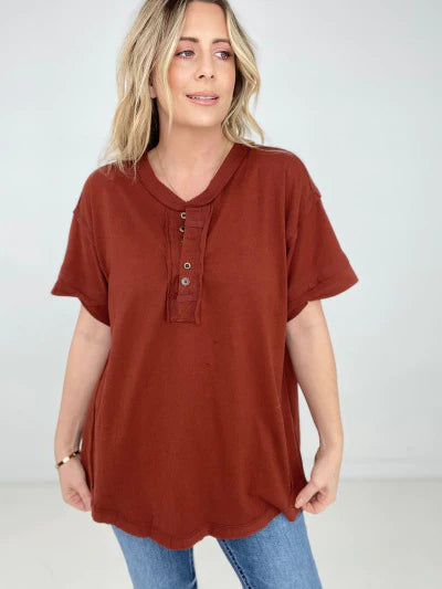 Raw Edge Short Sleeve Top