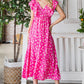 Reborn J Printed V-Neck Ruffle Trim Tiered Midi Dress