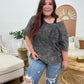 Zenana Acid Wash Oversized Front Pocket Raw Edge Boyfriend Tee