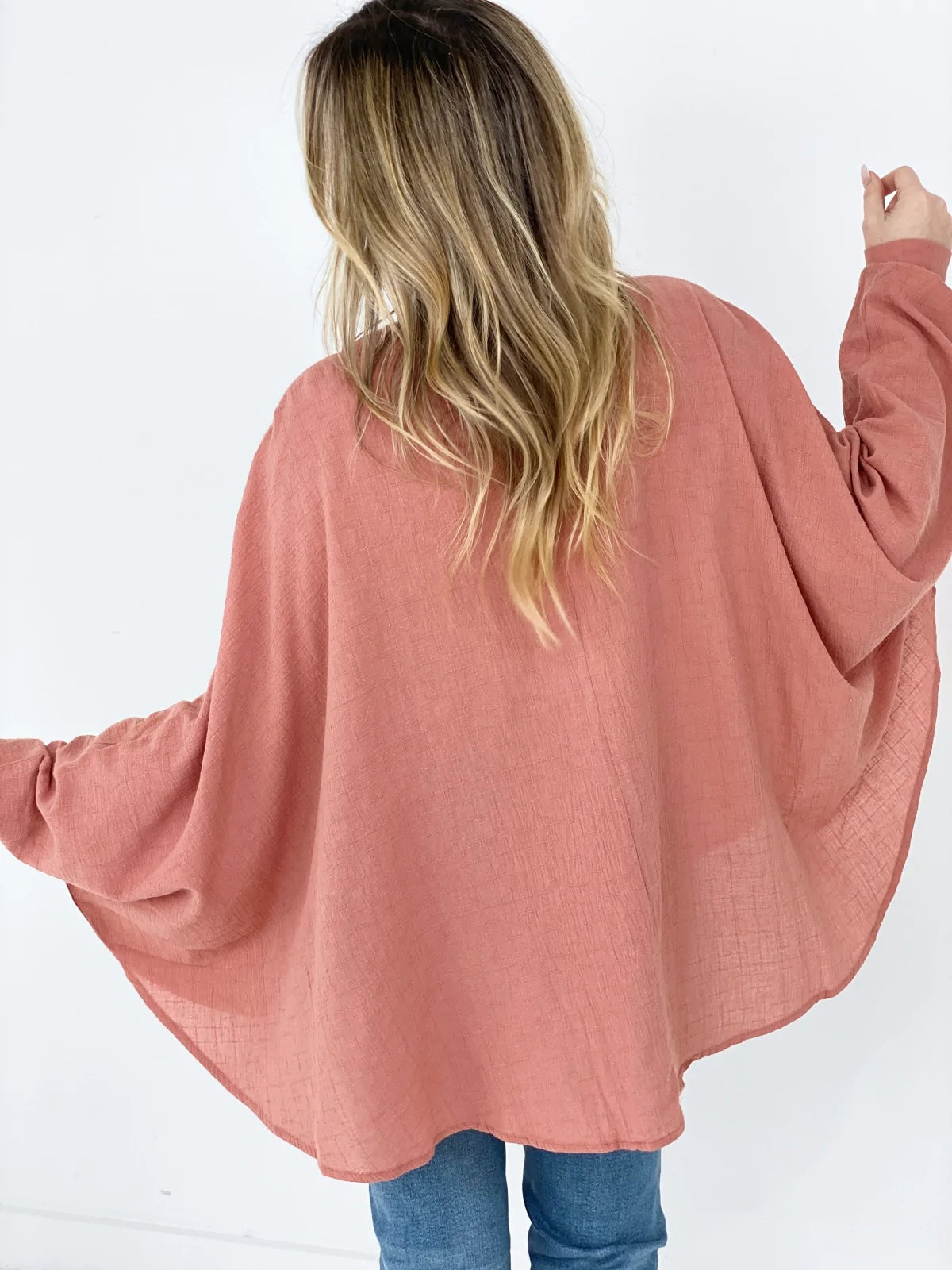 Textured Cotton Linen Oversized Top