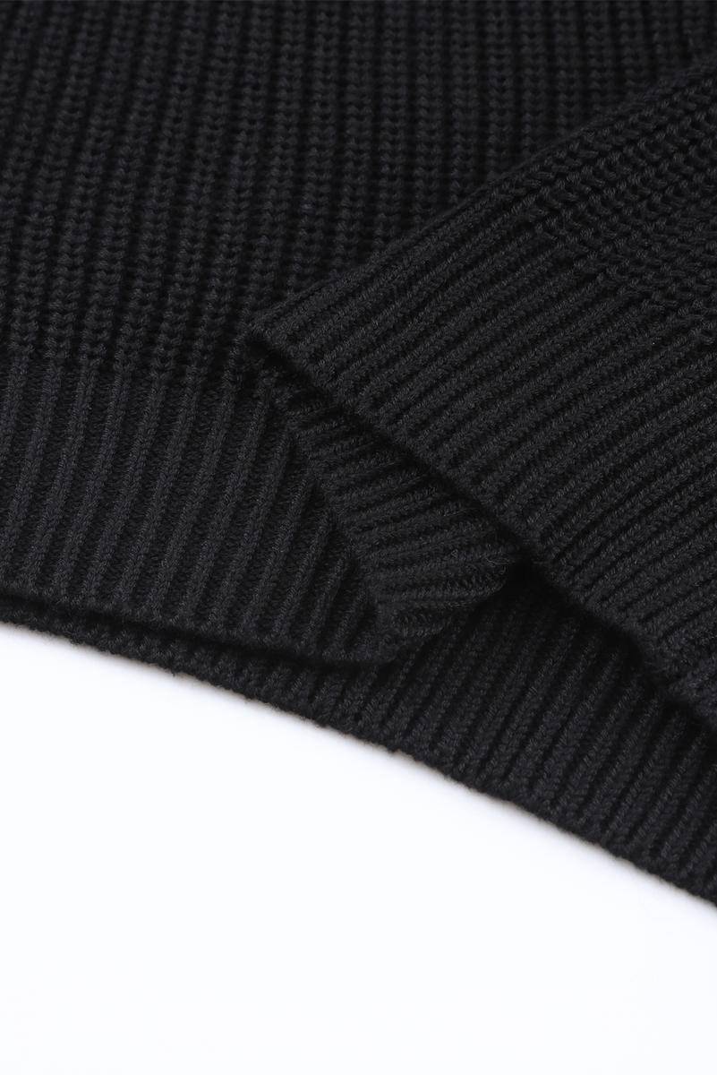 Ribbed Knit V Neck Long Sleeve Sweater