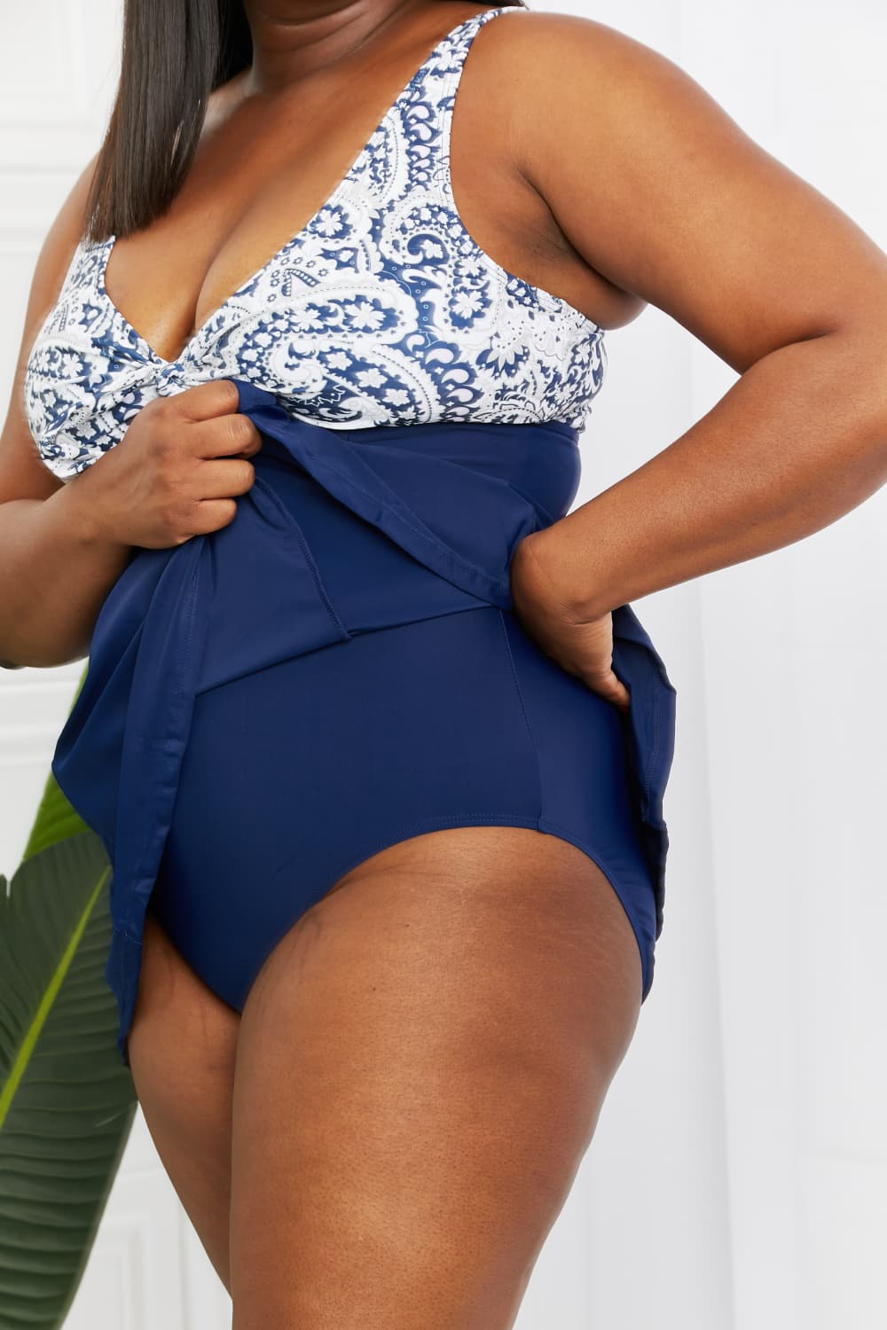 Marina West Swim Sail With Me V-Neck Swim Dress in Paisley Navy