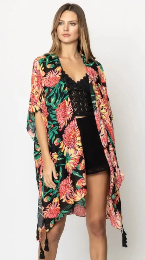 PREORDER: All Over Floral Print Kimono in Two Colors