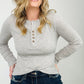 "Addy" Lace Trim Long Sleeve Button Up Henley Top