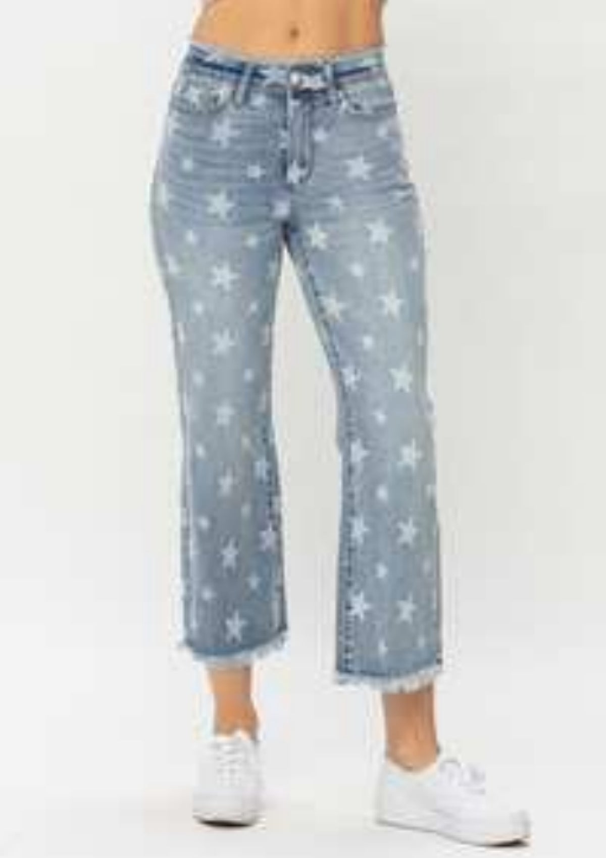 Judy Blues Star Cropped Straight Jeans