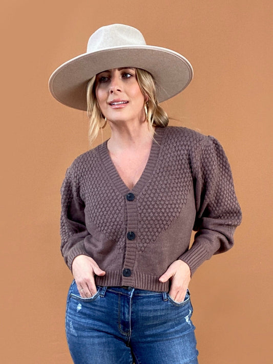 Long Sleeve Bubble Sweater Knit Cardigan