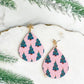 PREORDER: Pink Oval Christmas Tree Dangle Earrings