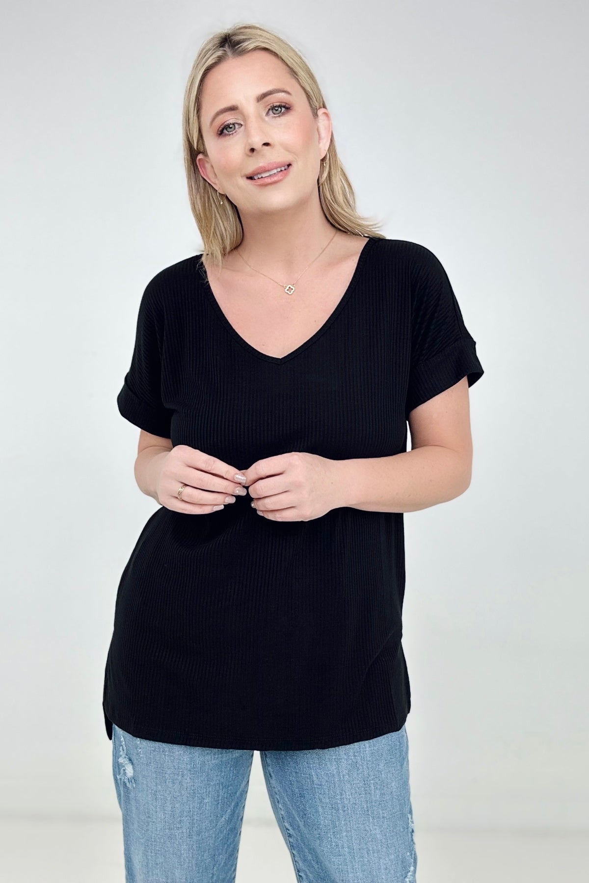 Simply Spring Ribbed V-Neck top