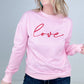 "L Is For Love" Love Glitter Print Crew Neck Sweatshirt