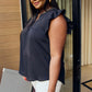 Zenana Full Size Ruffle Shoulder Notched Neck Blouse