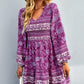 Bohemian V-Neck Balloon Sleeve Dress
